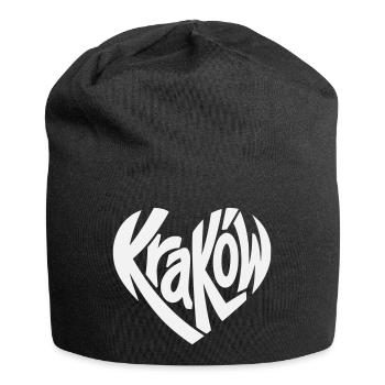 Krakau, Krakow Herz Typo-Logo - Jersey-Beanie - Schwarz - Vorne