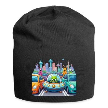 Des extraterrestres dans la circulation urbaine - Bonnet en jersey - noir - Devant