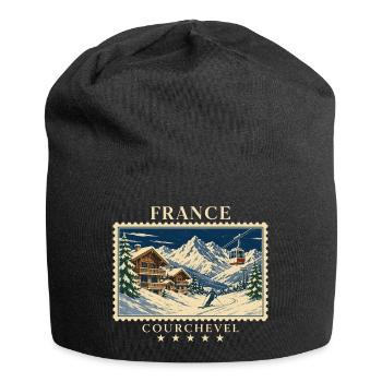 Frankreich Courchevel Vintage Reisemarke - Jersey-Beanie - Schwarz - Vorne