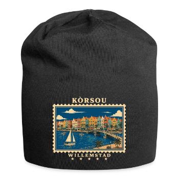 Curaçao Willemstad Vintage Reisemarke - Jersey-Beanie - Schwarz - Vorne