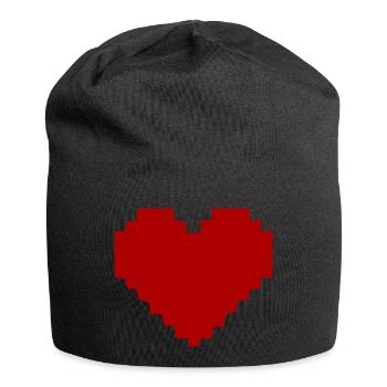 Cœur rouge Cœur Rouge Cœur Rouge Pixel - Bonnet en jersey - noir - Devant