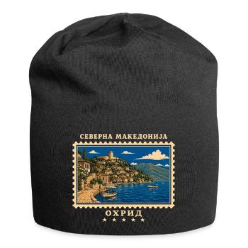 Nordmazedonien Ohrid Vintage Reisemarke - Jersey-Beanie - Schwarz - Vorne