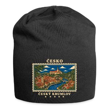Tschechien Český Krumlov Vintage Reisemarke - Jersey-Beanie - Schwarz - Vorne
