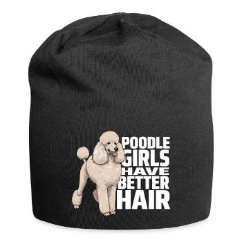 Pudelmädchen haben bessere Haare, Pudelhund - Jersey-Beanie - Schwarz - Vorne