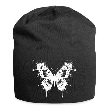 Butterfly in white ink chips - Jersey Beanie - black - Front