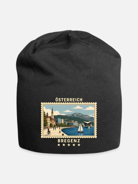 Österreich Bregenz Vintage Reisemarke - Jersey-Beanie - Schwarz
