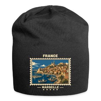 France Marseille Vintage Travel Brand - Jersey Beanie - black - Front