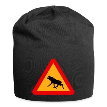 Warnung Elch! Älg! Moose! Schweden Sweden (vektor) - Jersey-Beanie - Schwarz - Vorne