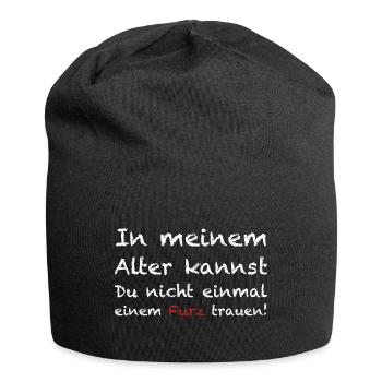 Traue keinem Furz, lustige Sprüche, Männer T-Shirt - Jersey-Beanie - Schwarz - Vorne