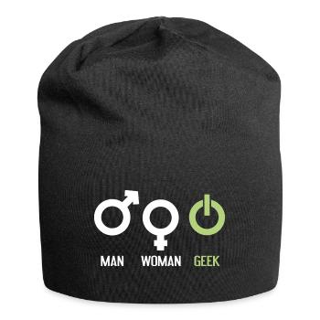 Man Woman Geek - Jersey Beanie - black - Front
