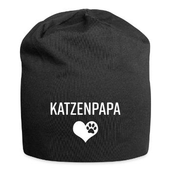 Katzenpapa Katzenhalter Katze Stubentiger Geschenk - Jersey-Beanie - Schwarz - Vorne