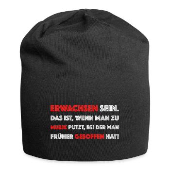 Erwachsen | Bier, saufen, Musik - Jersey-Beanie - Schwarz - Vorne