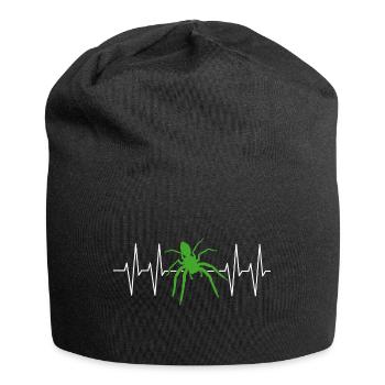 Große Spinne mit Herzlinie ich liebe Spinnen - Jersey-Beanie - Schwarz - Vorne
