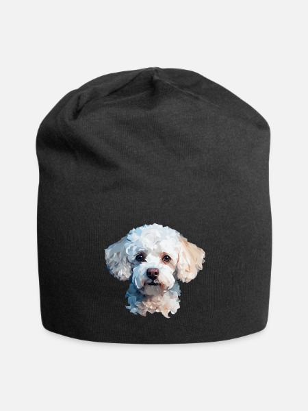 Poodle Polygon Design - Jersey Beanie - black