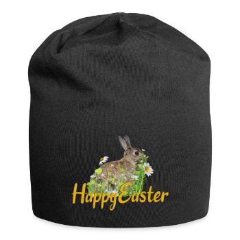 Happy Easter rabbit - Jersey Beanie - black - Front