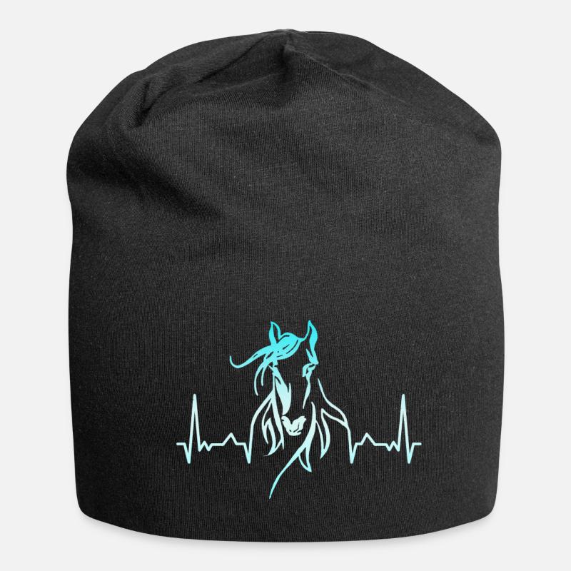 Pferd Herzschlag reiten - Jersey-Beanie - Schwarz