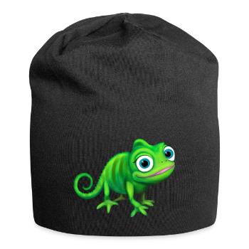 Chameleon green colorful and funny - Jersey Beanie - black - Front