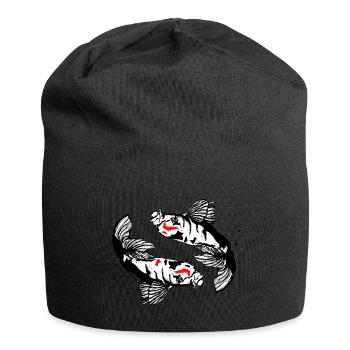 Koi Karpfen im Doppel - Jersey-Beanie - Schwarz - Vorne