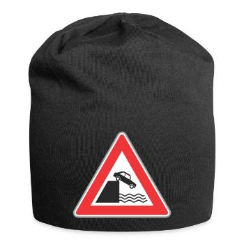 Road sign car can fall to water - Jersey Beanie - black - Front