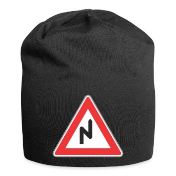 zig signe de route zag droit chemin - Bonnet en jersey - noir - Devant