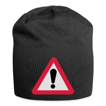Gefahrenzeichen Gefahrenstelle - Jersey-Beanie - Schwarz - Vorne