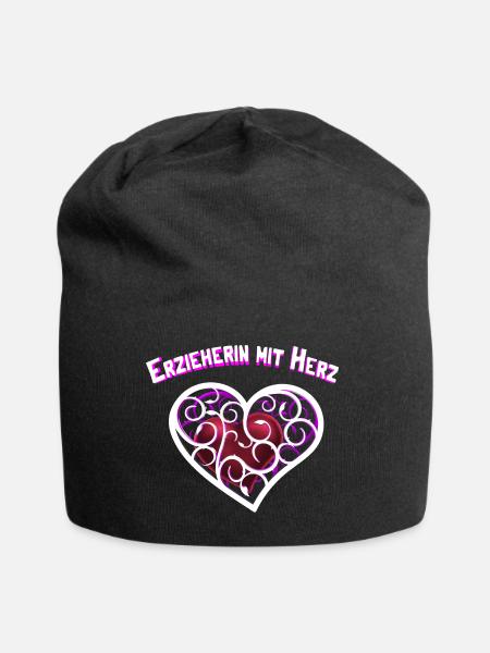 Erzieherin mit Herz - Jersey-Beanie - Schwarz