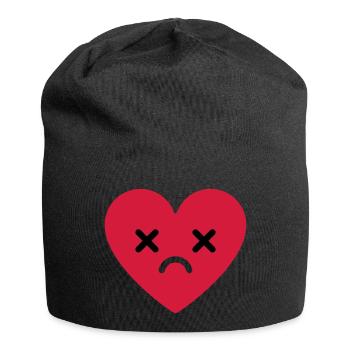 trauriges Herz emoji - Jersey-Beanie - Schwarz - Vorne
