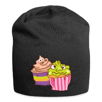 Halloween Cupcake Muffin Kuchen Backen Süßigkeiten - Jersey-Beanie - Schwarz - Vorne