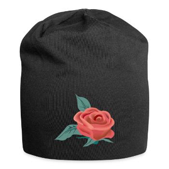 Fleur rose - Bonnet en jersey - noir - Devant
