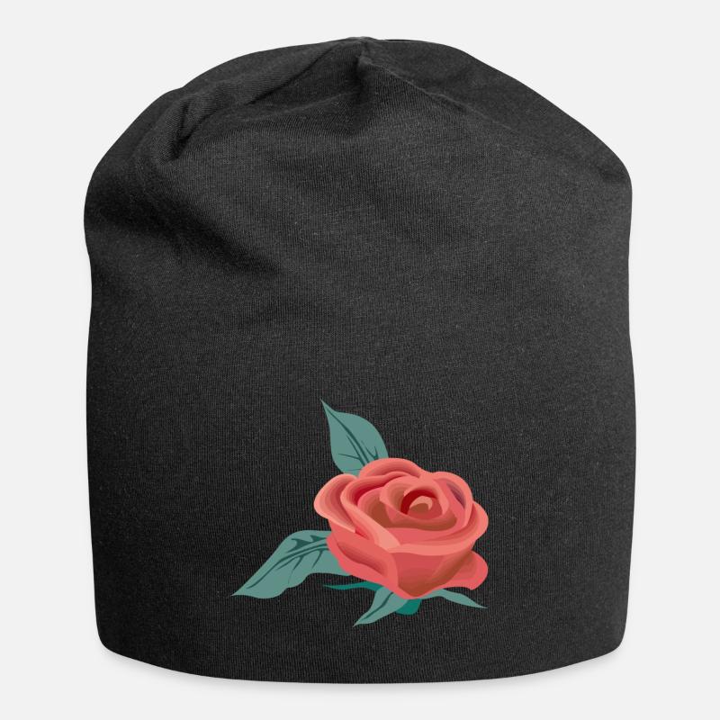 Fleur rose - Bonnet en jersey - noir