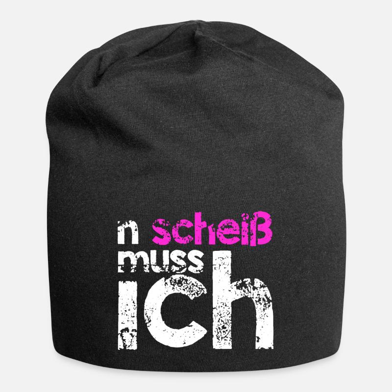 n scheiss muss ich Geschenkidee pink - Jersey-Beanie - Schwarz