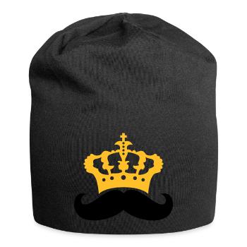 souverain roi couronne prince mustache moustachu - Bonnet en jersey - noir - Devant