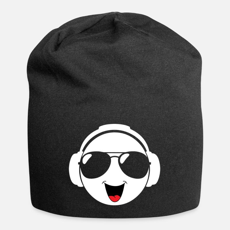 Techno laughing head - Jersey Beanie - black