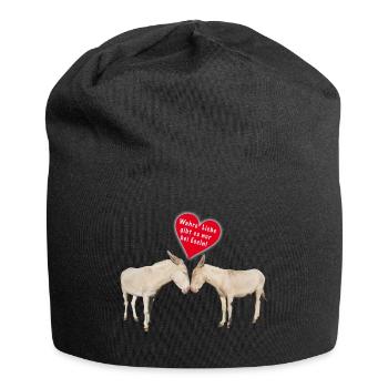 Wahre Esel Liebe - Jersey-Beanie - Schwarz - Vorne