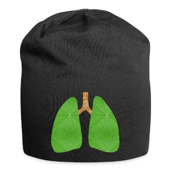 Grüne Lunge - Jersey-Beanie - Schwarz - Vorne