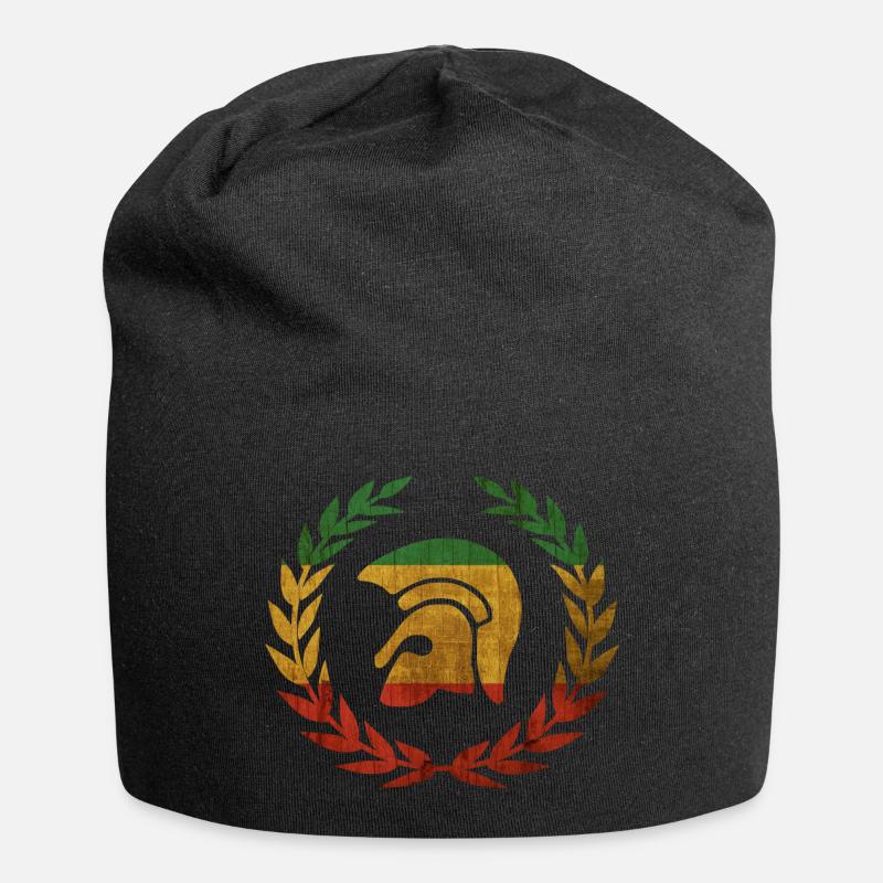 Trojanischer Helm im Lorbeerkranz - Jersey-Beanie - Schwarz