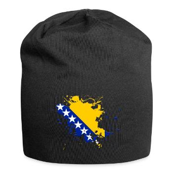 Bosnien und Herzegowina Flagge als Farbklecks - Jersey-Beanie - Schwarz - Vorne