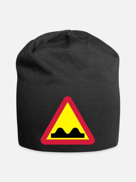 Warnschild für holprige Straße - Jersey-Beanie - Schwarz