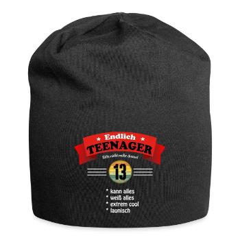 Endlich Teenager Geschenke Jungs Mädchen 13 Jahre - Jersey-Beanie - Schwarz - Vorne