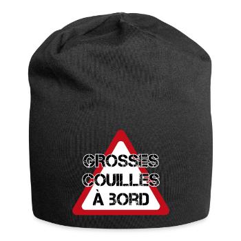grosse couilles cadeau beauf sticker voiture - Bonnet en jersey - noir - Devant