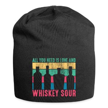 Cocktail All You Need Is Love And Whiskey Sour Bar - Jersey-Beanie - Schwarz - Vorne