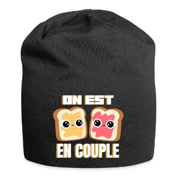 Tartines on est en couple Humour Amour Valentin - Bonnet en jersey - noir - Devant