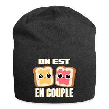 Tartines on est en couple Humour Amour Valentin - Bonnet en jersey - charbon - Devant