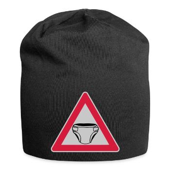 Caution Shield Diaper - Jersey Beanie - black - Front
