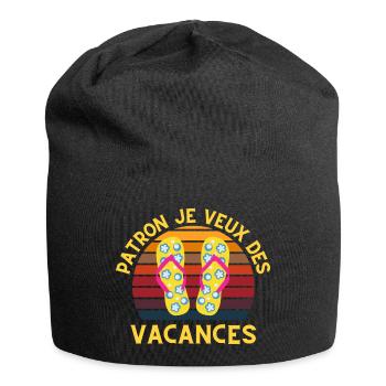 patron je veux des vacances - Bonnet en jersey - noir - Devant