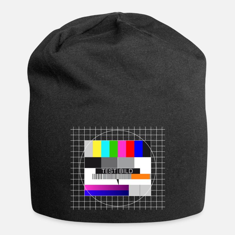 Testbild Fernsehen Bildschirm nostalgisch Display - Jersey-Beanie - Schwarz