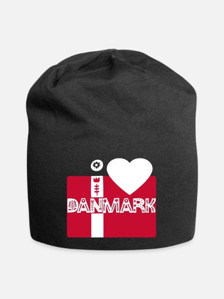 Dänemark - Jersey-Beanie - Schwarz