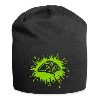 Spending the night outside in a splash of colour tent - Jersey Beanie - black - Front