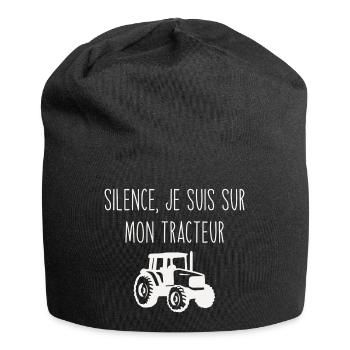 Silence, je suis sur mon tracteur - Bonnet en jersey - noir - Devant