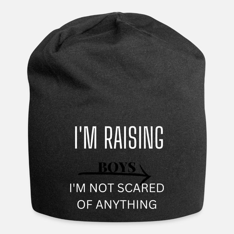 I'm raising boys,parents quotes - Jersey Beanie - black